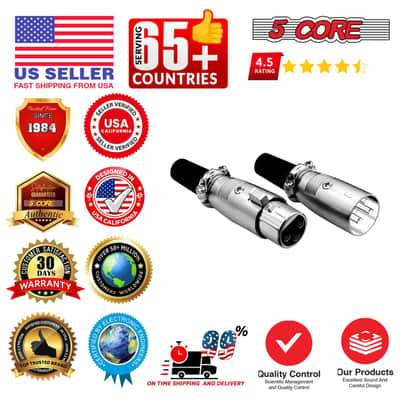 5Core XLR Connector 20 Pair Male Female to 1/4 Audio Jack 3 Pin Secure Mic Plug w Locking Ends image 9