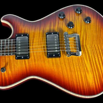 2025 Knaggs Kenai Tier 1 Flame Top w Zircote Fretboard ~ Dark Cherry Burst w Natural Binding image 2