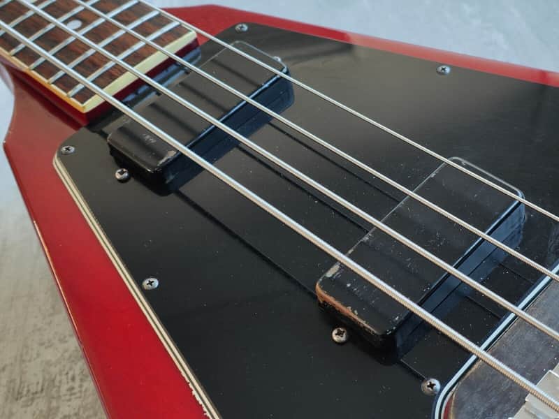 1988 Greco Japan FVB-75 Flying V Bass (Cherry Red) | Reverb