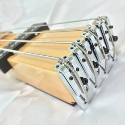 Ministar Basstar Travel Guitar Natural Finish 4 String Bass with Built-in Amp image 3
