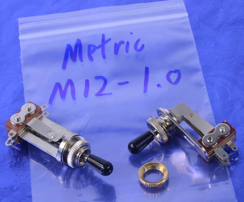 M12-1.0 Gold Metric Pickup Toggle Switch Nut For Import Guitars Fine Knurl Used image 1