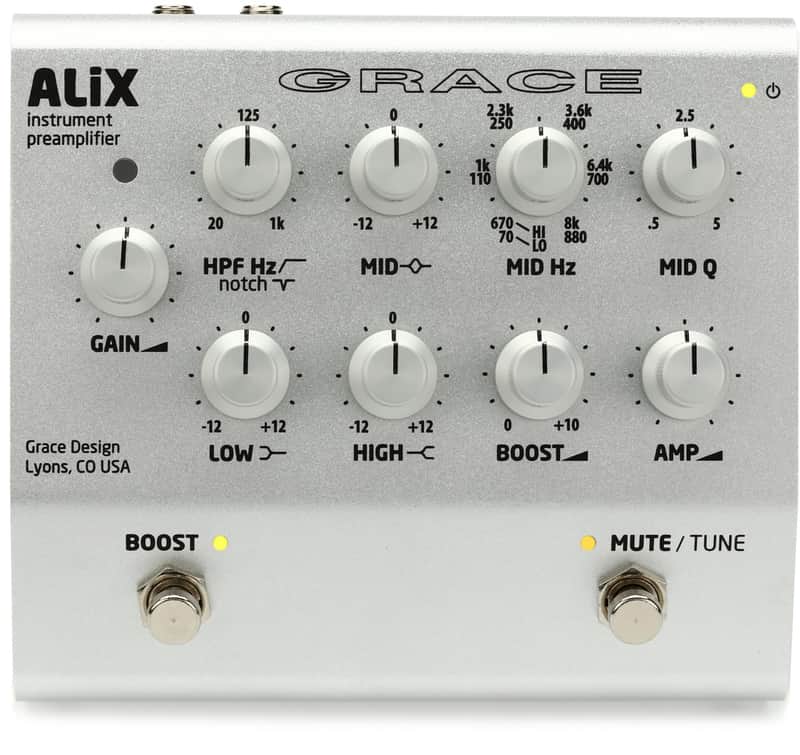 Grace Design ALiX Acoustic Instrument Preamp / EQ / DI / Boost Pedal - Silver image 1