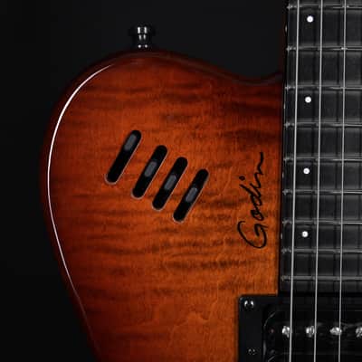 Godin XTSA Multivoice Flame Maple Leaf Top Light Burst Richlite (221231182) image 11