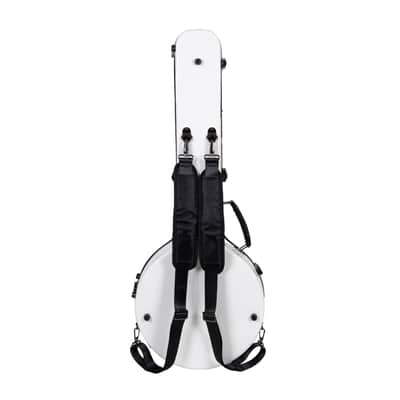 Crossrock Fiberglass Banjo Case-Fits Mastertone & Most 5-String Styles, with Interior Compartment, Backpack Straps, Hygrometer, TSA Lock-White (CRF2023MBJWT) image 3