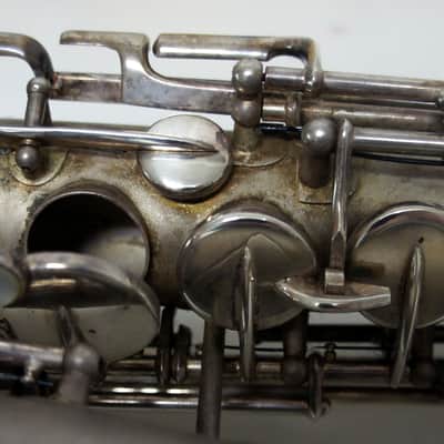 Buescher True-Tone Low Pitch Series IV Alto Sax 1929 Silver (with case) image 12