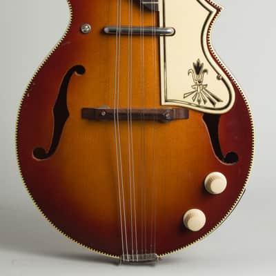 Florentine K-72 Hollow Body Electric Mandolin, made by Kay,  c. 1959, original grey chipboard case. image 3