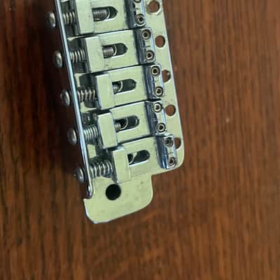 1970s Fender Stratocaster guitar tremolo bridge stamped saddles image 2