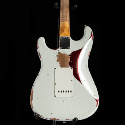 Fender Custom Shop 1960 Stratocaster Heavy Relic Olympic White Over Red Sparkle image 18