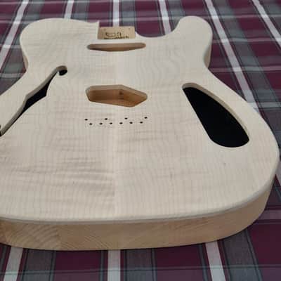 Woodtech Routing - Alder/Flame Maple Telecaster Thinline Body - Unfinished image 5