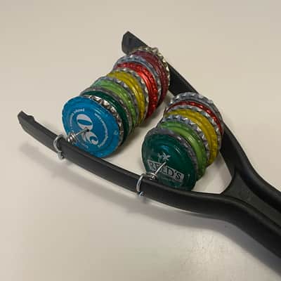 Upcycled Percussion - Slingshot Shaker - Multicolored Bottle Caps image 3