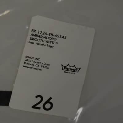 Remo Ambassador Smooth White Bass Drum Head 26" Yamaha Branded (New Open Box) image 2