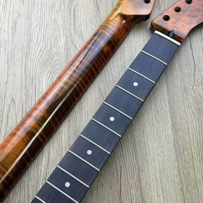 Roasted Tiger Maple Wood Guitar Tele Style Neck, Rosewood Fingerboard 22 Frets image 3