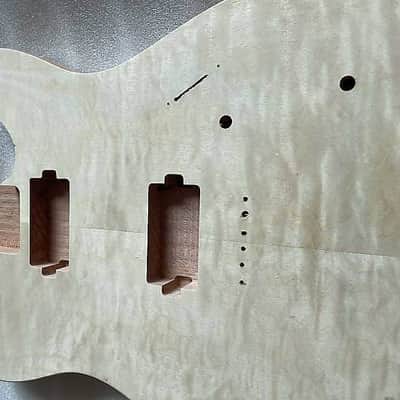 Unfinished Mahogany Guitar HH Telecaster Tele Style Body with Quilted Maple Top image 5