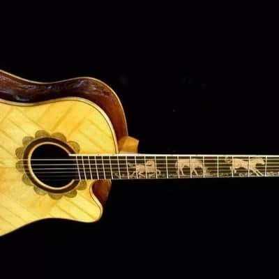 Acoustic Guitar Handmade by Blueberry, 6 String Wood Horse Motif Guitar,Custom Handcrafted Wooden Guitar, Dreadnought Guitar,Steel String image 8