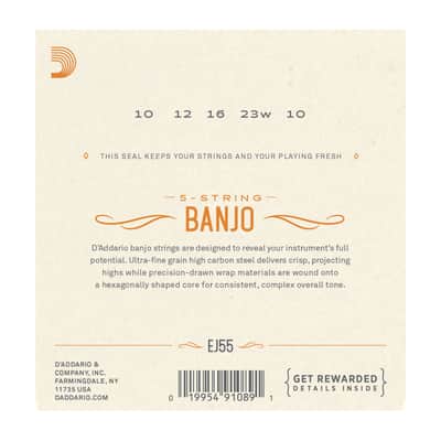 D'Addario EJ55 5-String Banjo Strings, Phosphor Bronze, Medium, 10-23 image 6