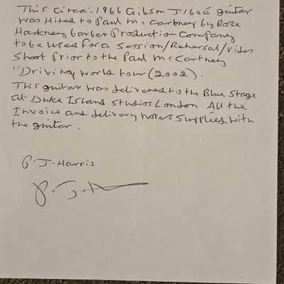 1959 Gibson J-160E – Used by Paul McCartney – “Driving” Tour Era – Includes Tour Guitar Pick and COA image 7