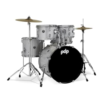 PDP Center Stage 5-Piece Drum Kit with Hardware and Cymbals (Diamond White Sparkle) image 1