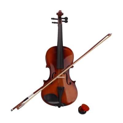 4 Strings 4/4 Nature Basswood Violin Student Set for Starters Case Bow Rosin image 6