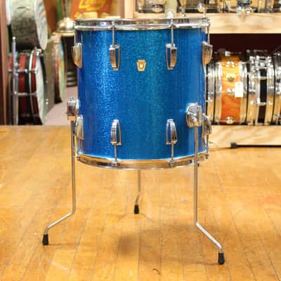 1960s Ludwig Downbeat Outfit in Sparkling Blue Pearl 14x20 8x12 14x14 image 9