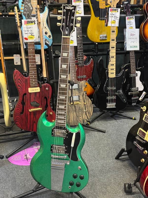Vintage 30th Anniversary VS6 Electric Guitar with Vintage Style Vibrato ~ Green Metalflake image 1