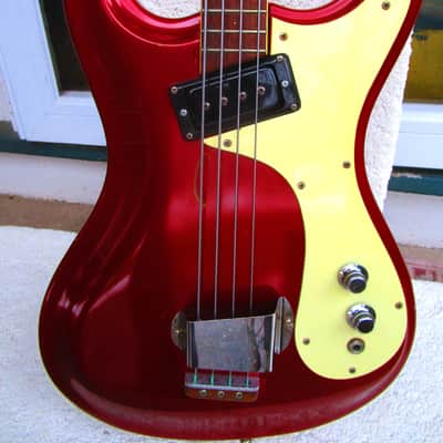 Mosrite The Ventures Bass Guitar, 1964, Candy Apple Red, Case image 5