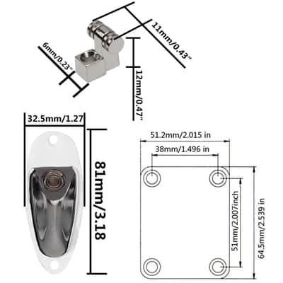 1 Set Gold Strat Style Guitar Jack Plate, String Trees with Neck Plate image 5