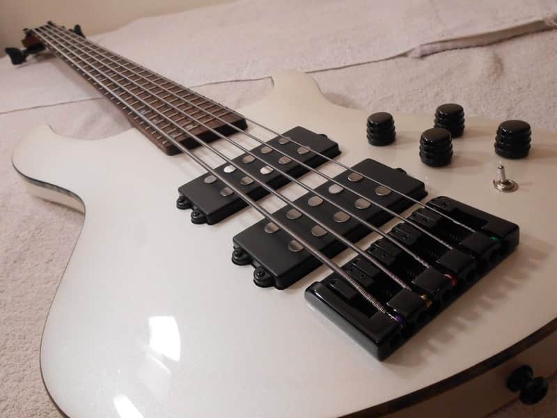 Cort C5H Artisan Series RH 5 String Electric Bass, White Pearl, OE Bag NEAR MINT image 1