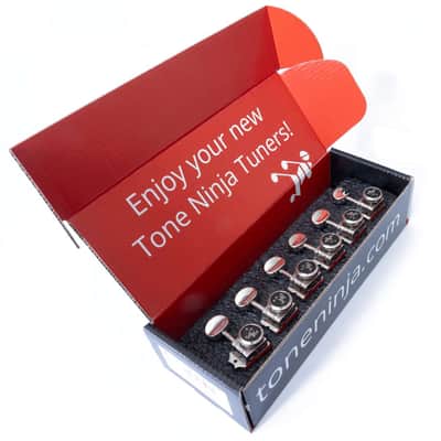 Tone Ninja Vintage Locking SD91 Tuners, 6 Inline H Mount, Metal buttons, Nickel