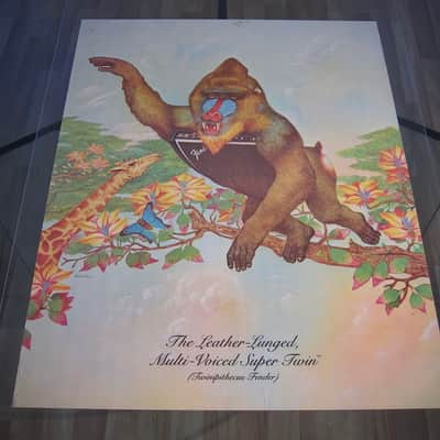 Fender Super Twin & Telecaster Authentic Vintage Poster "The Leather-Lunged Multi-Voiced Super Twin" Artist Endicott Circa-1976-Multi Color image 8