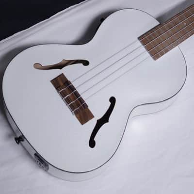 KALA Jazz Tenor Metallic White archtop acoustic electric UKULELE new UKE w/ Bag image 5