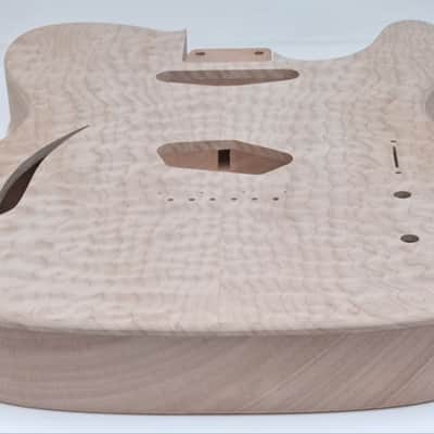 Shepard Custom Guitars Custom Telecaster Body Semi-hollow Backroute Quilted Maple Top On 1pc Okoume 2023 - Unfinished image 7