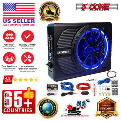 5Core 10 inch Slim Under Seat Car Audio Subwoofer 800W Built in Amplifier Sub Woofer LED Light image 9