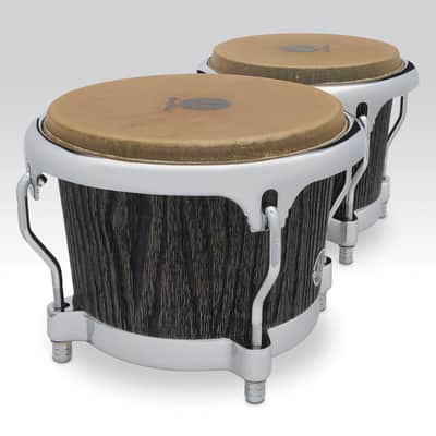 Latin Percussion LP Uptown CCII 7-1/4"-8-5/8" Bongos - Sculpted Ash Espresso Stain with Chrome Hardware (LP201SA) image 2