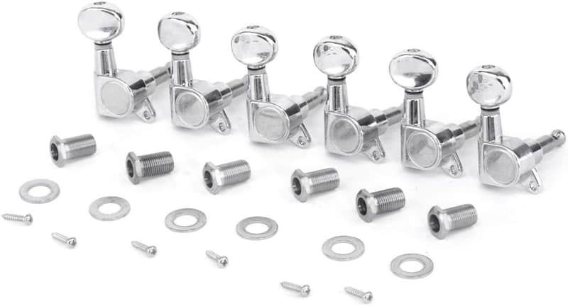 6 in Line Guitar Sealed Tuners Tuning Keys Pegs Machine Heads Set Chrome image 1