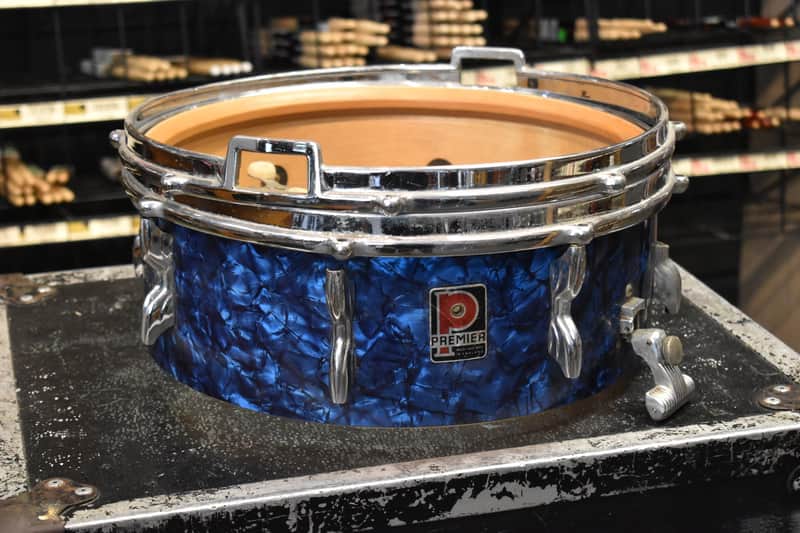 Vintage 1960s Premier Royal Ace 5.5x14 Snare Drum in Blue Pearl image 1
