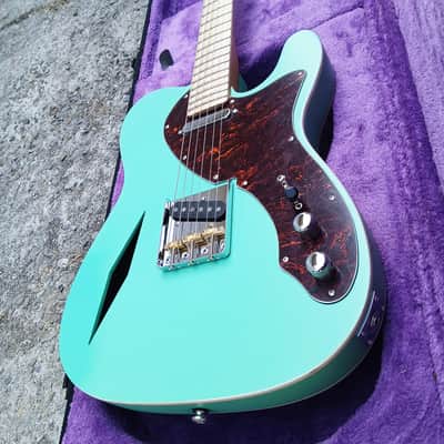 Custom Tele  Double binding Chamber body double binding surf green satin image 5