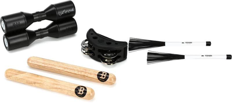 Meinl Percussion PP-1 Hand Percussion Perc Pack  Bundle with Meinl Stick & Brush Retractable Cajon Brushes (pair) image 1