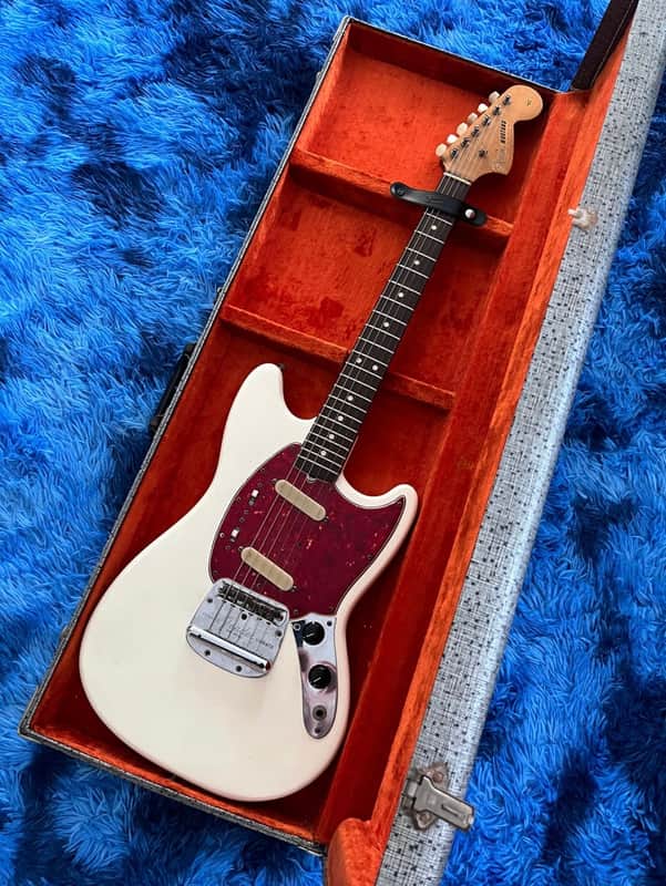 1966 Fender Mustang Electric Guitar All Original - Olympic White image 1