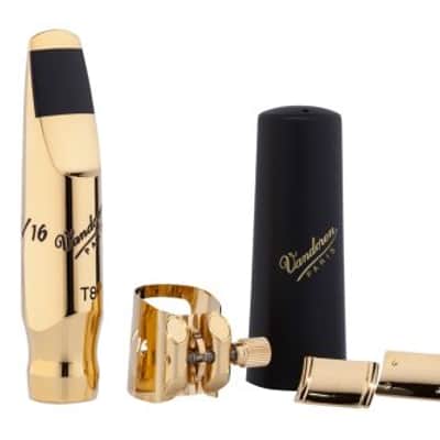 Vandoren V16 Metal Tenor Saxophone Mouthpiece - Large - Includes Cap & Optimum Ligature-SM822GLKO - V16 Metal Tenor Mouthpiece - T6 Large image 1