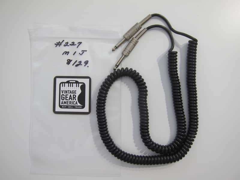 Teisco Del Rey Curly or Coil Cord Guitar Cable MIJ Authentic Vintage Accessory Case Candy Circa-1960s-1970s-Black image 1