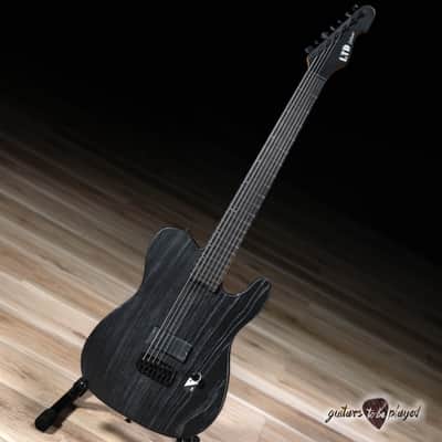 ESP LTD TE-1007 Baritone Swamp Ash Guitar – Black Blast image 1