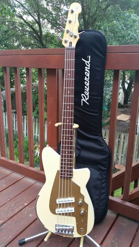 Reverend Bass Rumblefish 5 String  Yellow with gold pickguard image 1