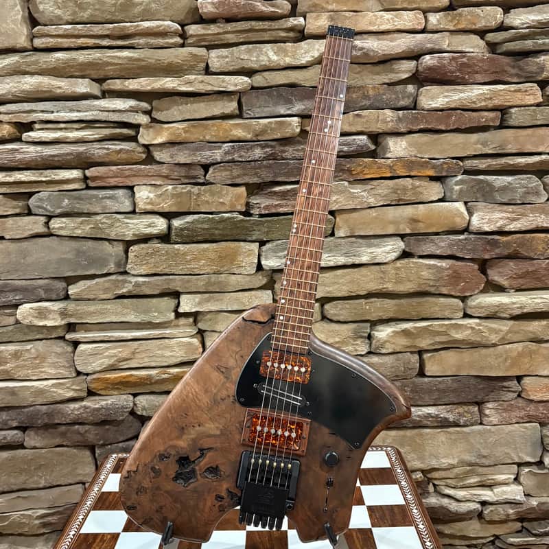 Klein Headless Electric Guitar 2017 - Natural Burled Walnut / Rosewood w/ Gig Bag image 1