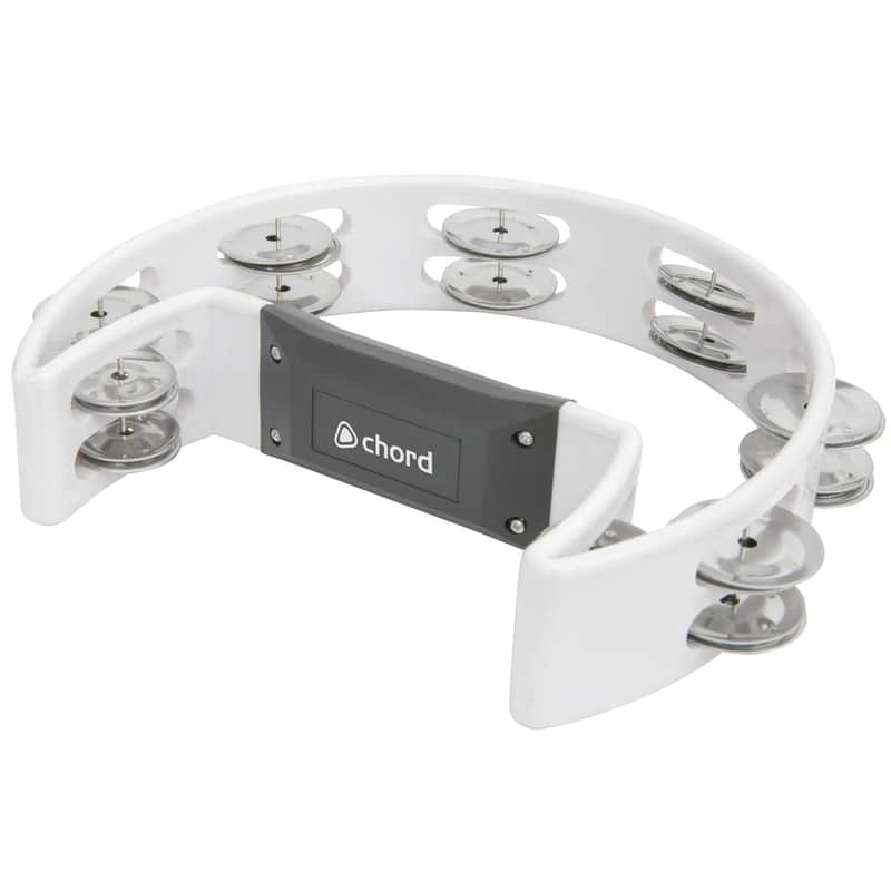 Chord Tambourine Single D Half Moon Hand Percussion Instrument WHITE image 1