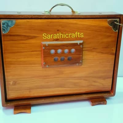 Shruti Box, Large 16x12x3 in. Pure Teak Wood Sur Pete With Bag, 440 hz 2024 - Teak Wood image 3