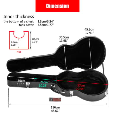 Glarry High-End Fine-Grain PU Leather Hard Case for 335 Style Semi-Hollow & Hollowbody Electric Guitar 2020s - Black image 4