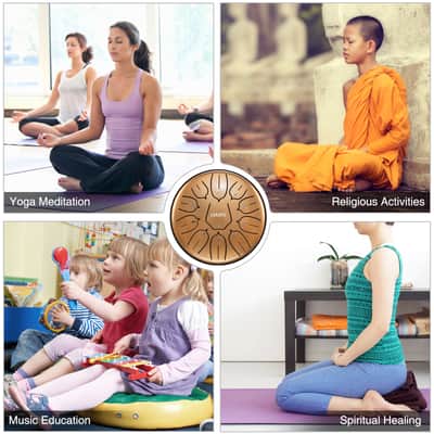 LEKATO 6 Inch 11 Notes Steel Drum D Major Beginner Hanpan Drum Percussion for Meditation Yoga Musical Education Christmas Gifts Champagne Gold imagen 9
