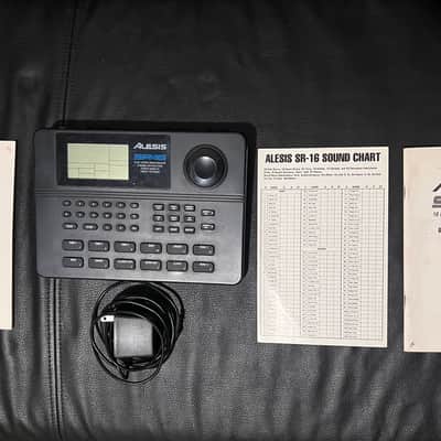 Alesis SR16 Digital Drum Machine with Power Supply Box and Manual