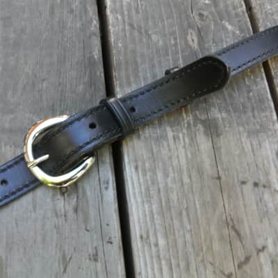 El Dorado Vintage Plain 1 Inch Small Leather Guitar Strap - Black image 4