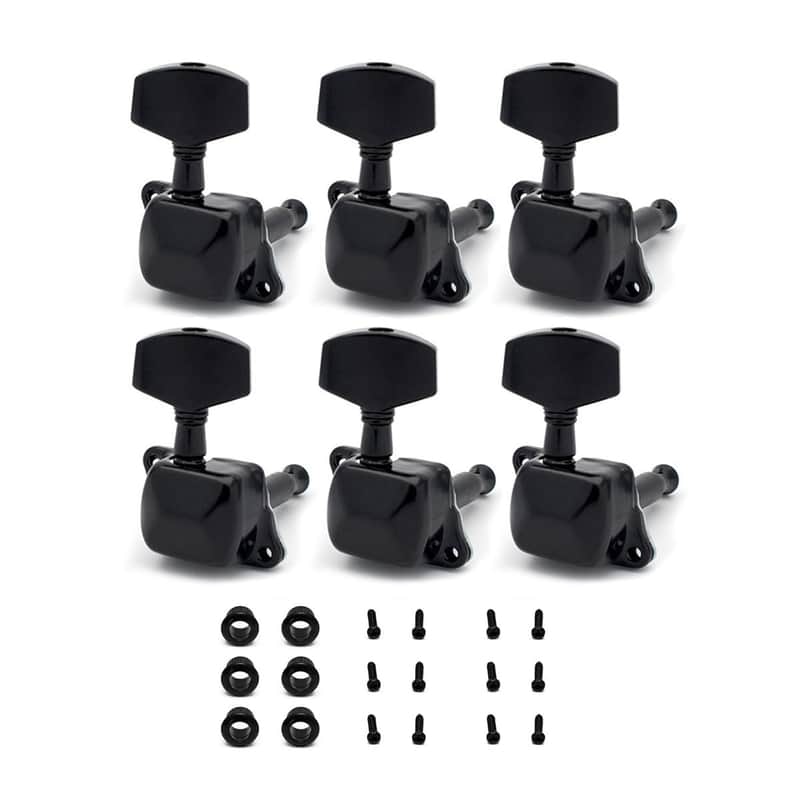 Black Semiclosed String Tuning Pegs Machine Heads Tuners Keys 6 In Line Right Hand for Electric Guitars image 1